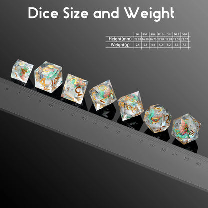 Sharp Edge Dice Set l Shiny Liquid Core Gold Ink