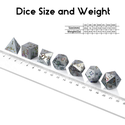 Plum Blossom Dice Set - Silver with rainbow