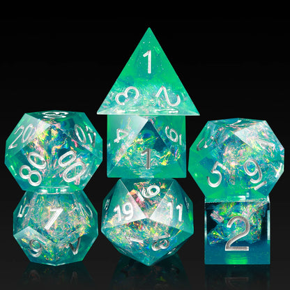 Sharp Edge Dice Set - Green & Blue