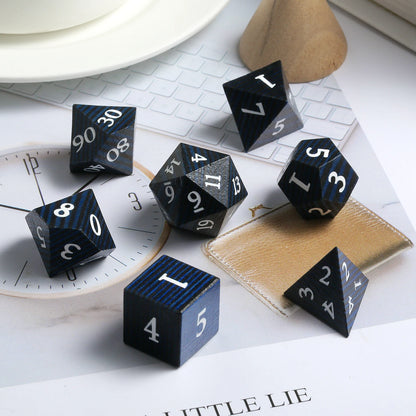 Wood Dice Set | Pure black Stripe
