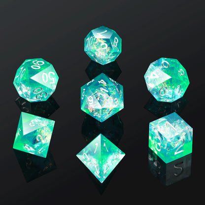 Sharp Edge Dice Set - Green & Blue