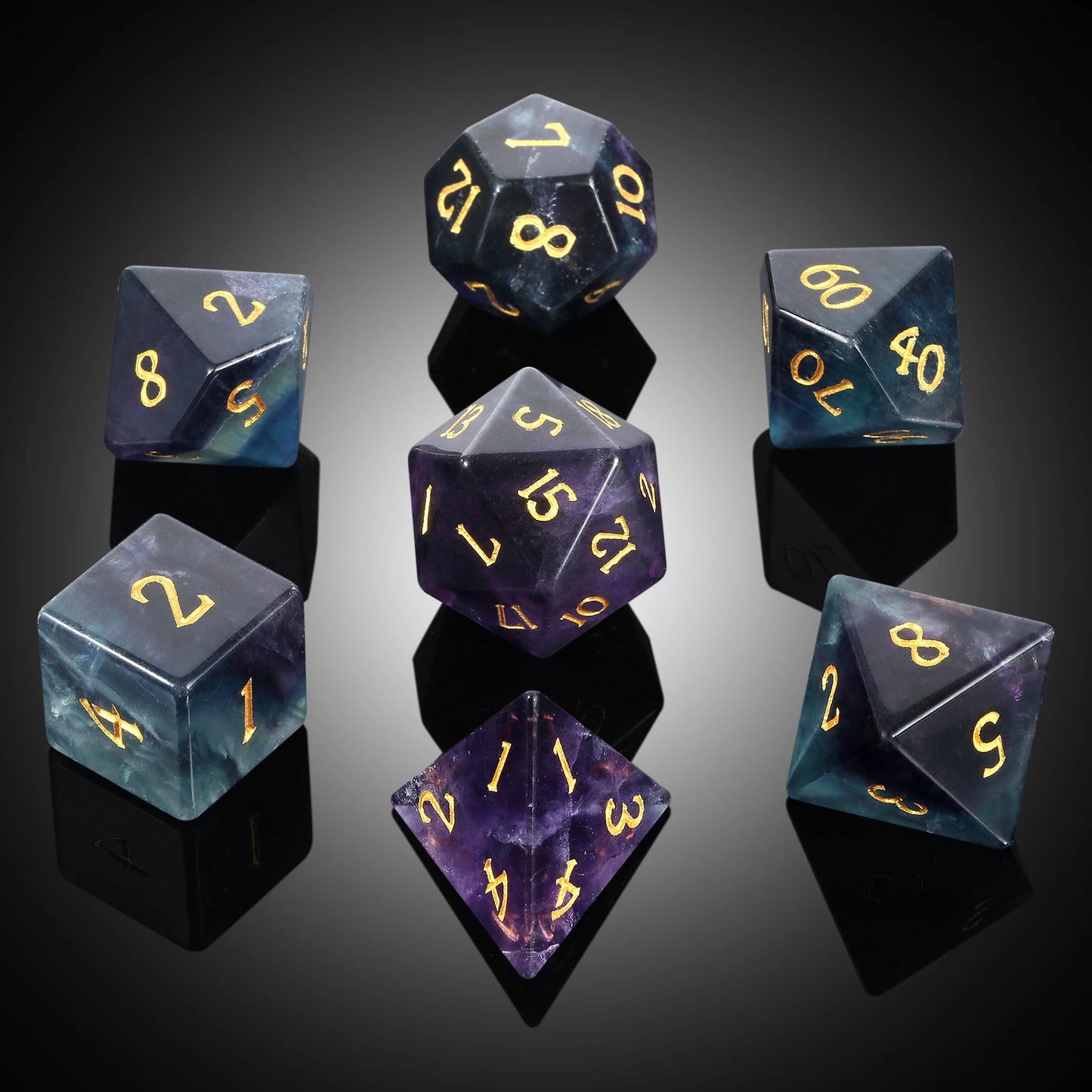 Gemstone Dice Set – Rainbow Fluorite
