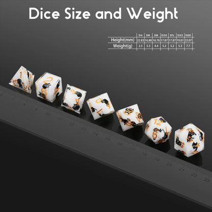 Sharp Edge Dice Set- White & Black Cat