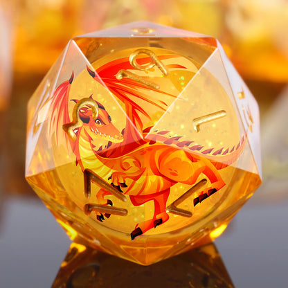 Sharp Edge Dice Set l Liquid Core Orange Dragon