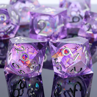 Sharp Edge Dice Set l Liquid Core Purple Dragon