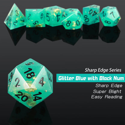 Sharp Edge Dice Set - Glitter Blue