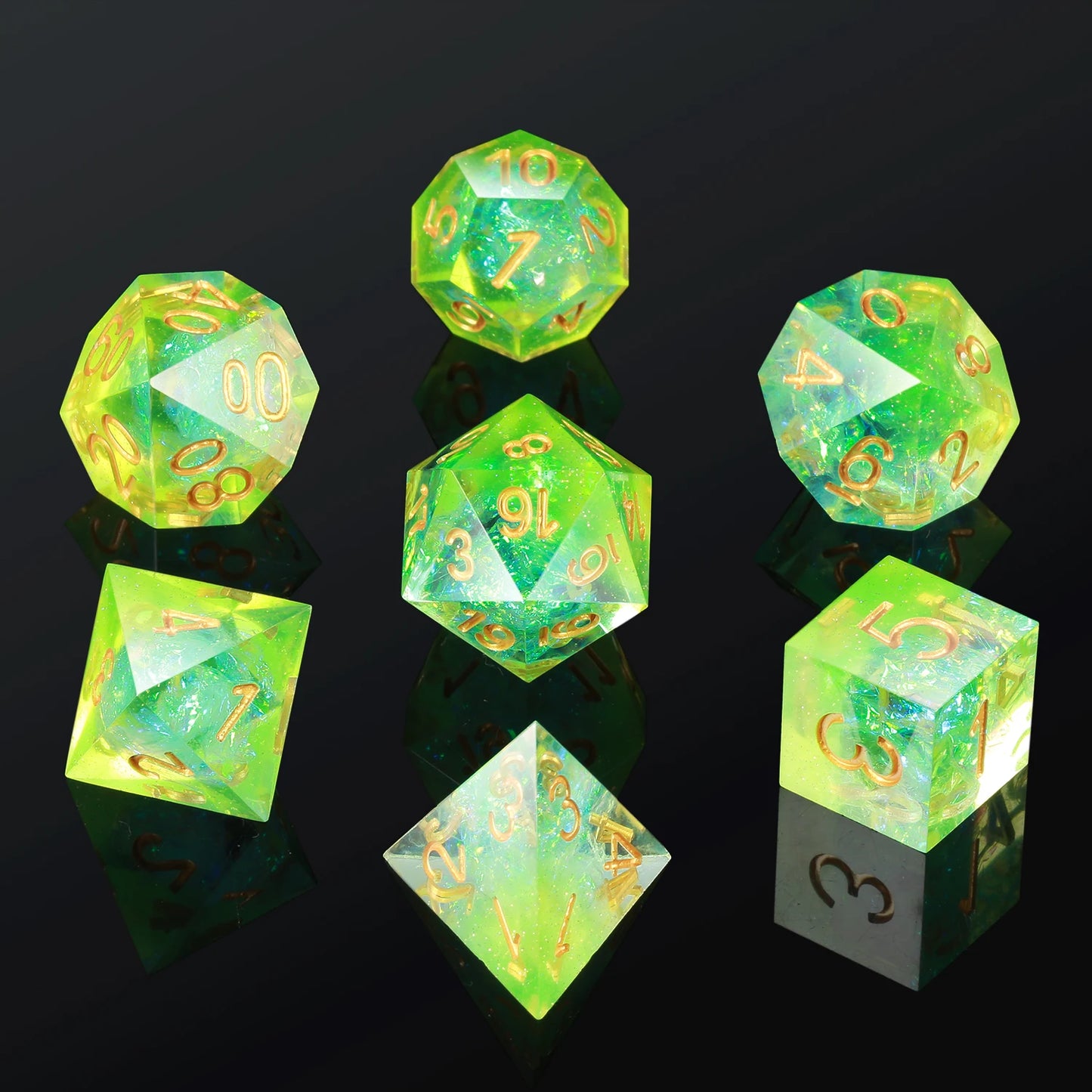 Sharp Edge Dice Set - Green Translucent