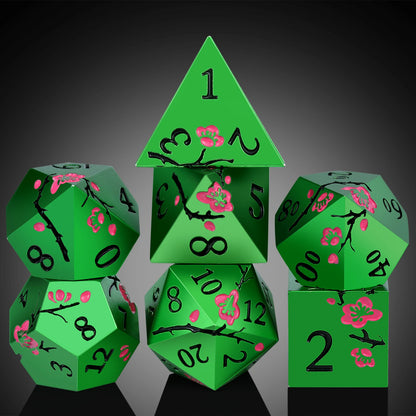 Plum Blossom Dice Se – Green with Pink