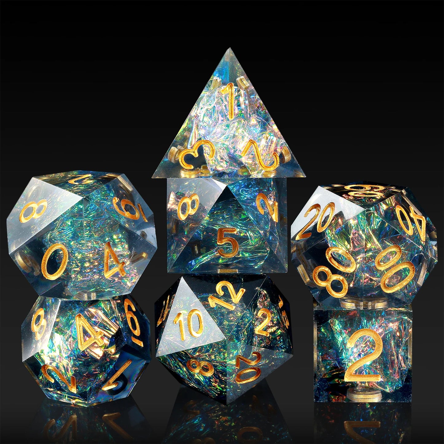 Sharp Edge Dice Set - Dark Cyan