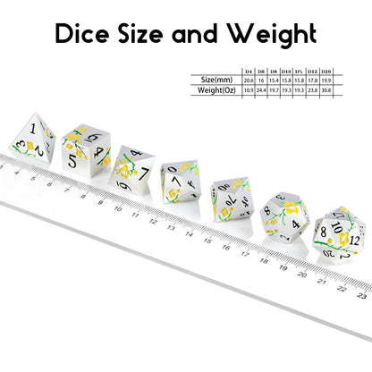 Plum Blossom Dice Set -Silver with Yellow