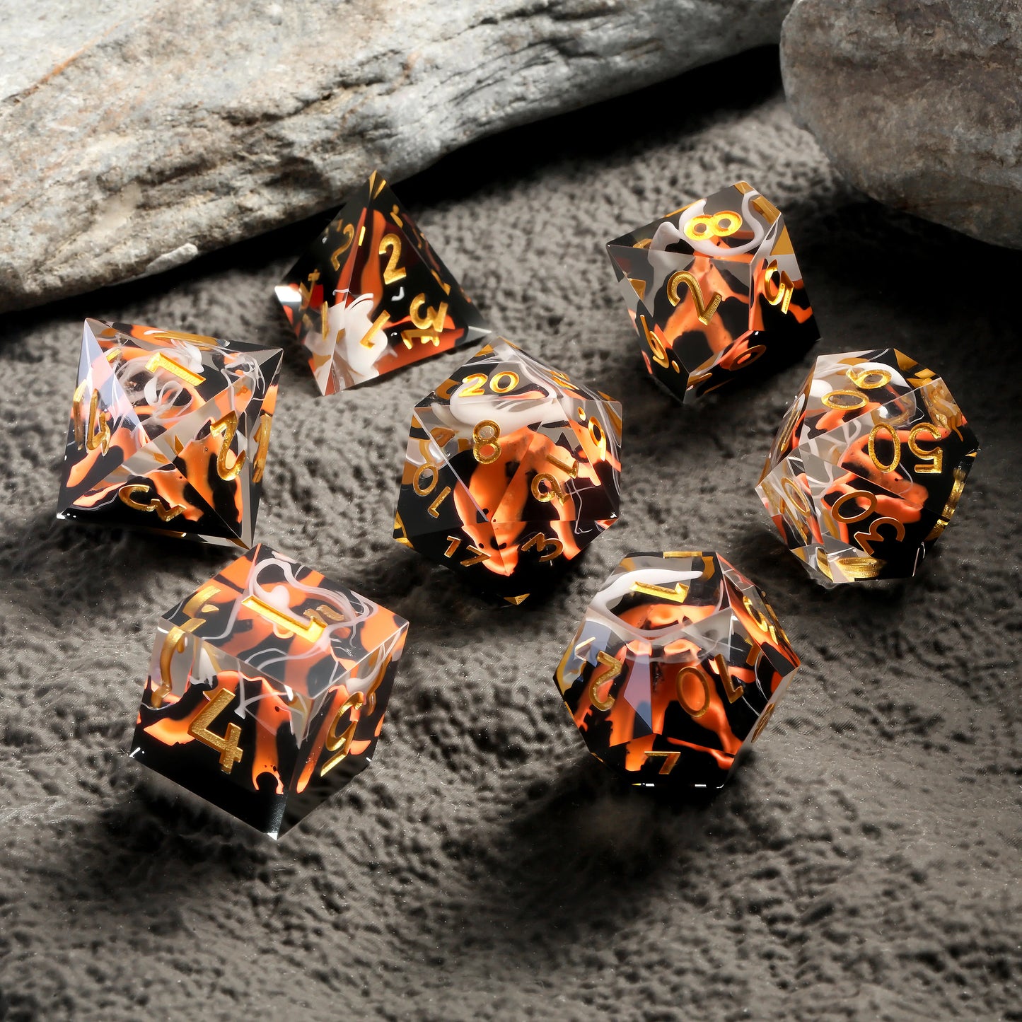 Sharp Edge Dice Set l Red Volcano