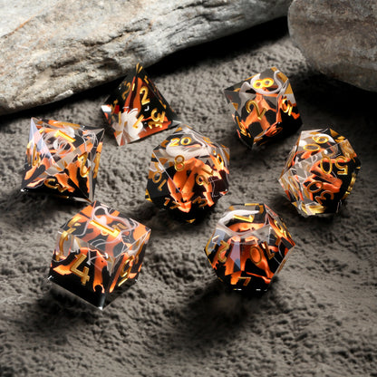 Sharp Edge Dice Set l Red Volcano