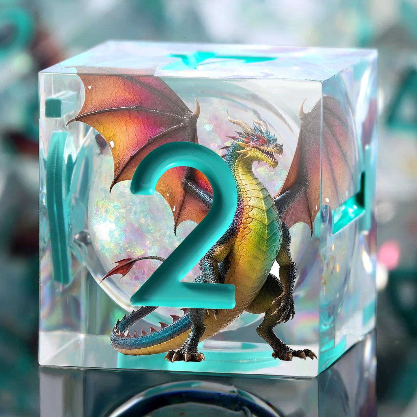 Sharp Edge Dice Set l Liquid Core Dragon Green