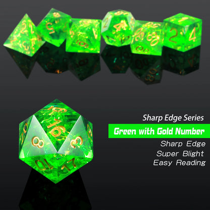 Sharp Edge Dice Set l Green Sharp Edge D&D Dice Set