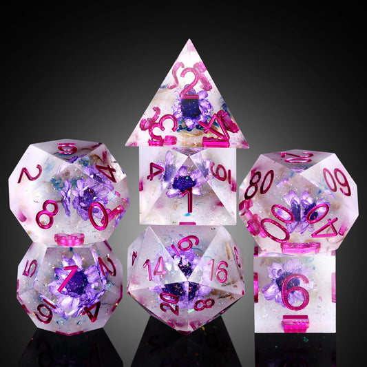 Sharp Edge Dice – Purple Flower