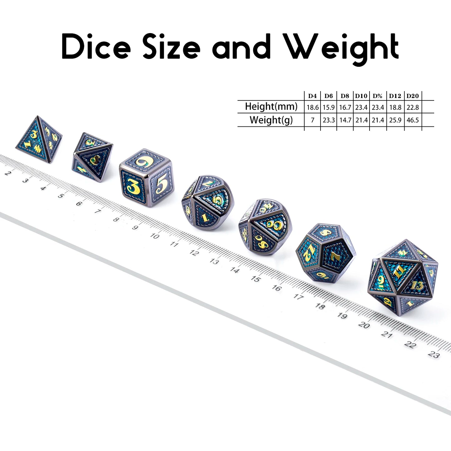 DrakeScale 7-Pc Metal DND Dice Set