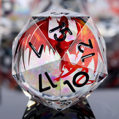 Sharp Edge Dice Set - Red Dragon White Liquid Core