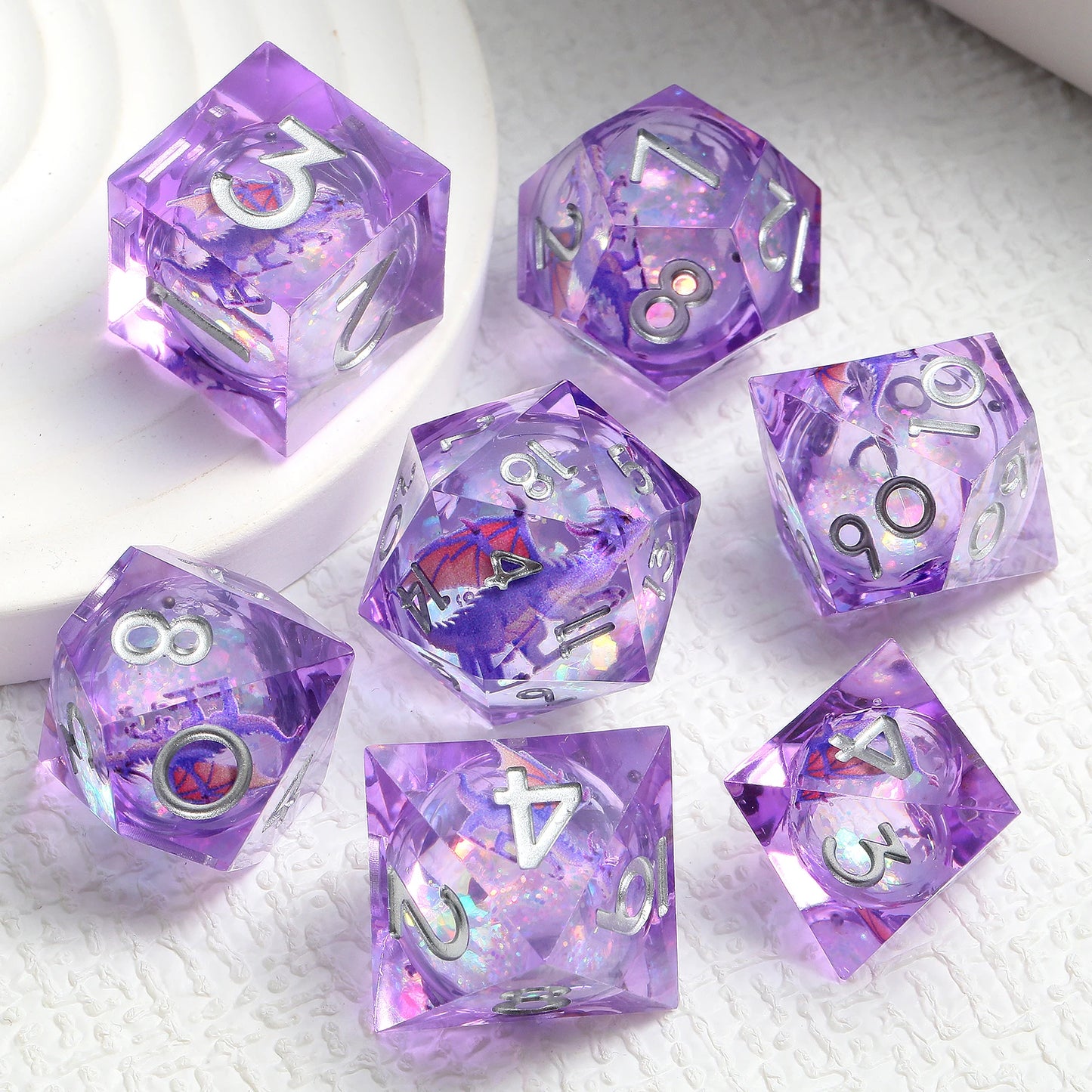 Sharp Edge Dice Set l Liquid Core Purple Dragon