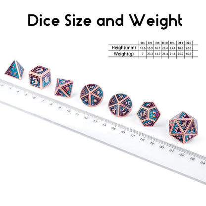 Striped Metal Dice – Teal & Purple 7-Pc DND Set