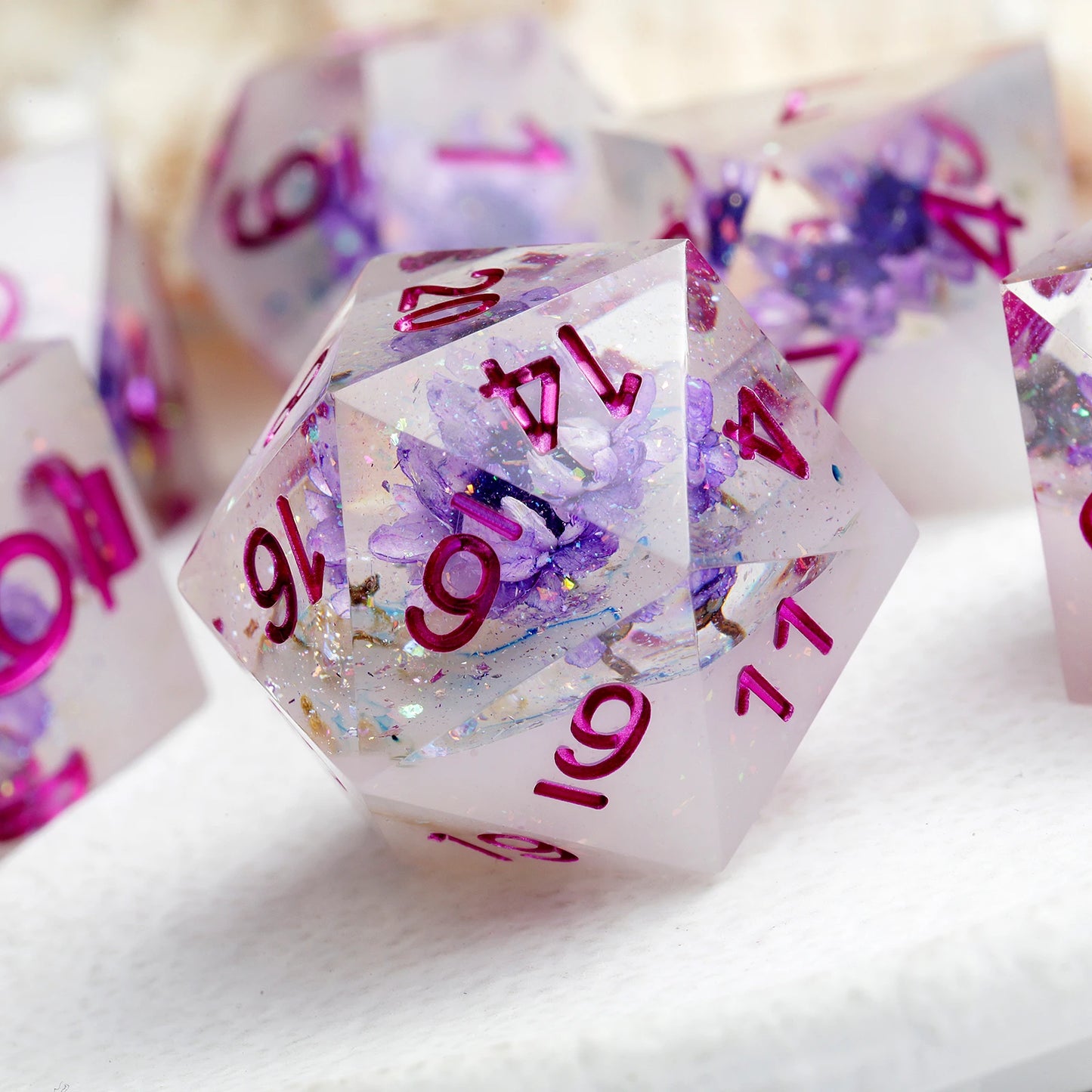 Sharp Edge Dice – Purple Flower