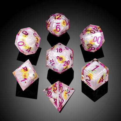 Sharp Edge Dice Set - Sunflower Dice