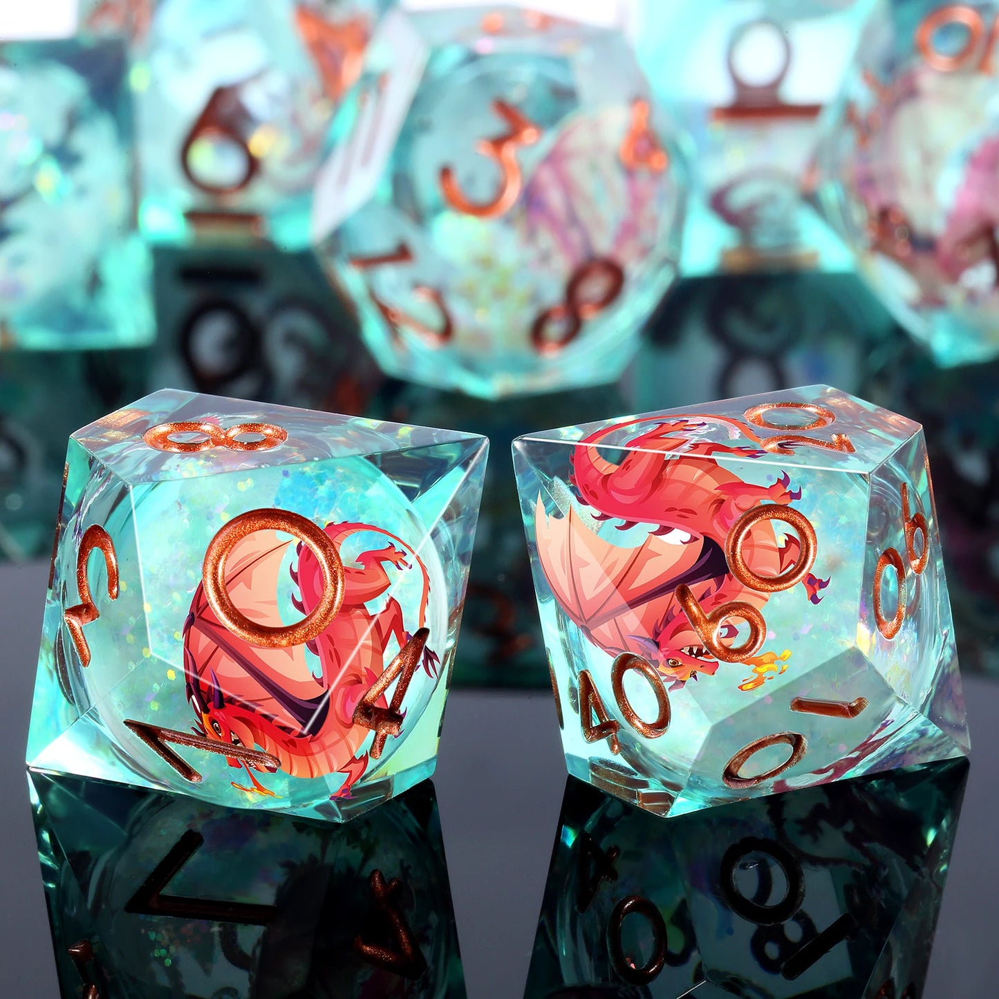 Sharp Edge Dice Set - Shiny Liquid Core Dragon Green