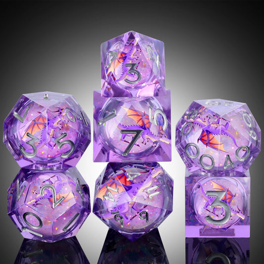 Sharp Edge Dice Set l Liquid Core Purple Dragon