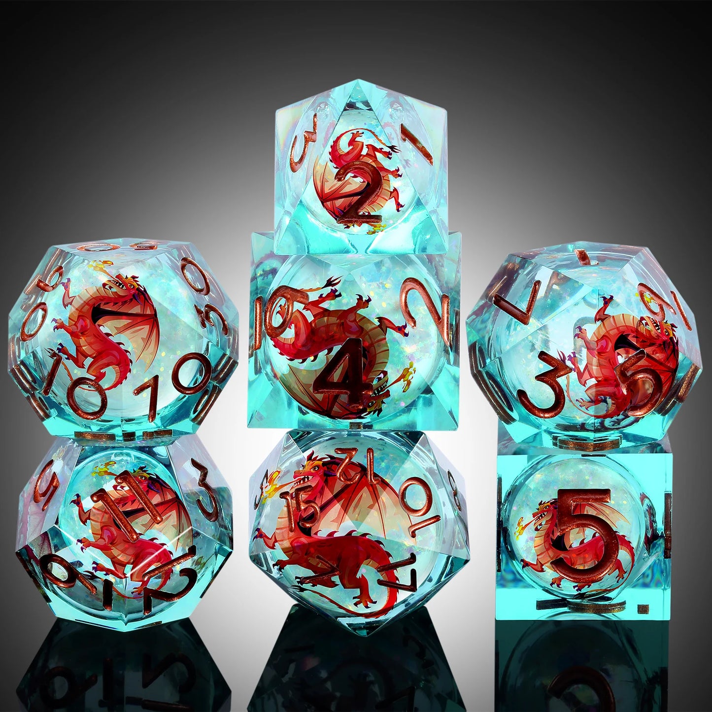 Sharp Edge Dice Set - Shiny Liquid Core Dragon Green