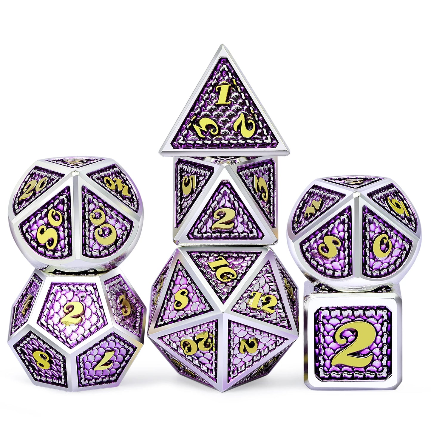 Dragon Scale Metal Dice – Blue & Purple