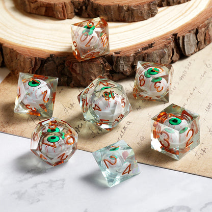 Sharp Edge Dice Set - Green Dragon Eye Liquid Core