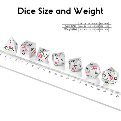 Plum Blossom Dice Set -Silver with Pink