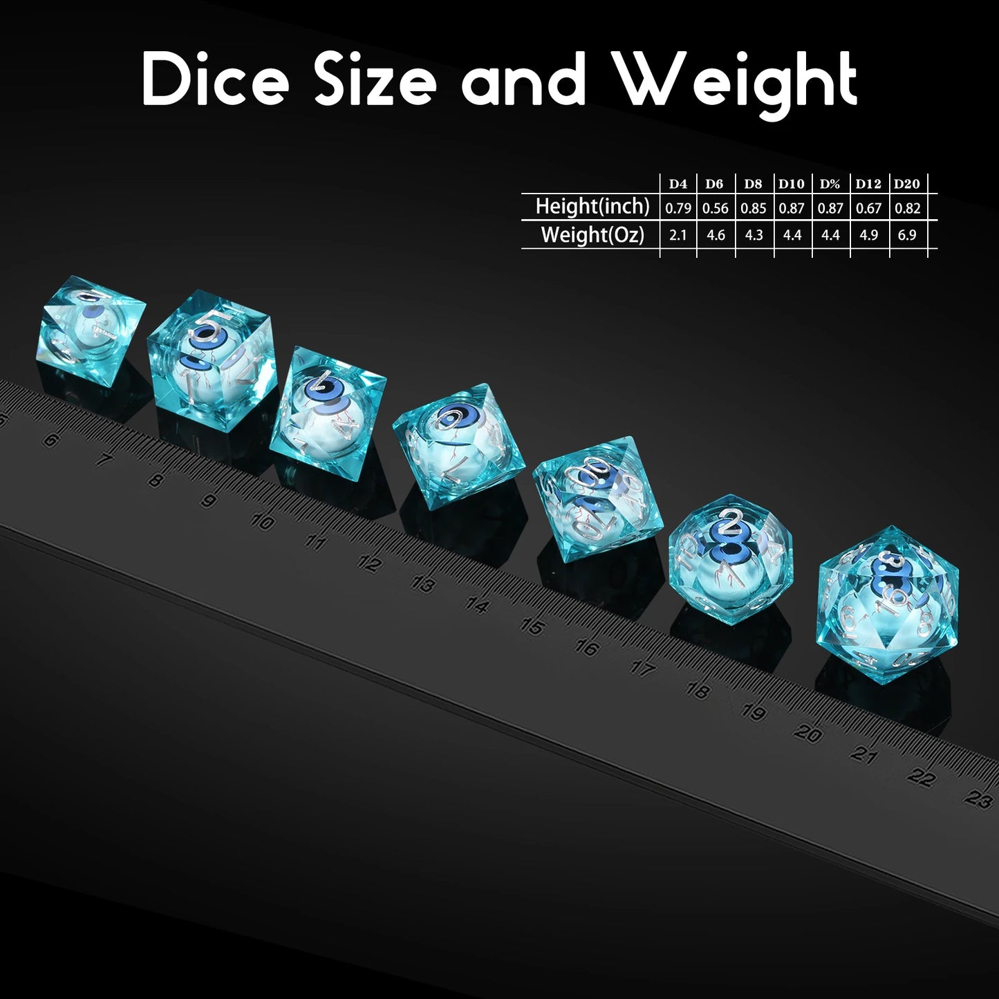 Sharp Edge Dice Set - Blue Dragon Eye Liquid Core