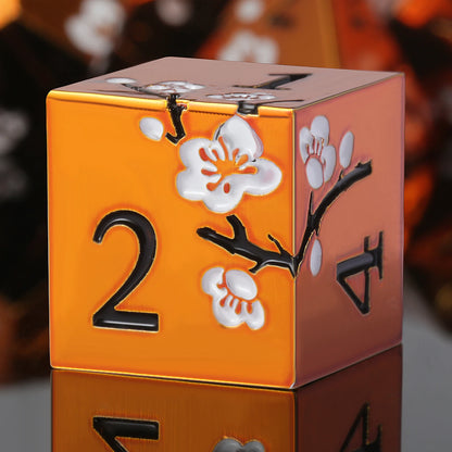 Plum Blossom Dice Set - Orange with White