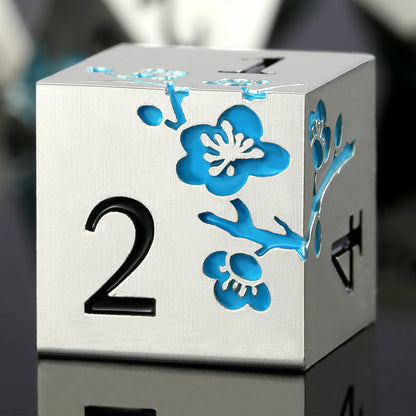 Plum Blossom Dice Set - Glow-in-the-Dark Blue