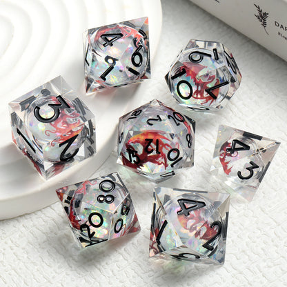 Sharp Edge Dice Set - Red Dragon White Liquid Core