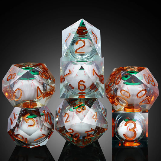 Sharp Edge Dice Set - Green Dragon Eye Liquid Core