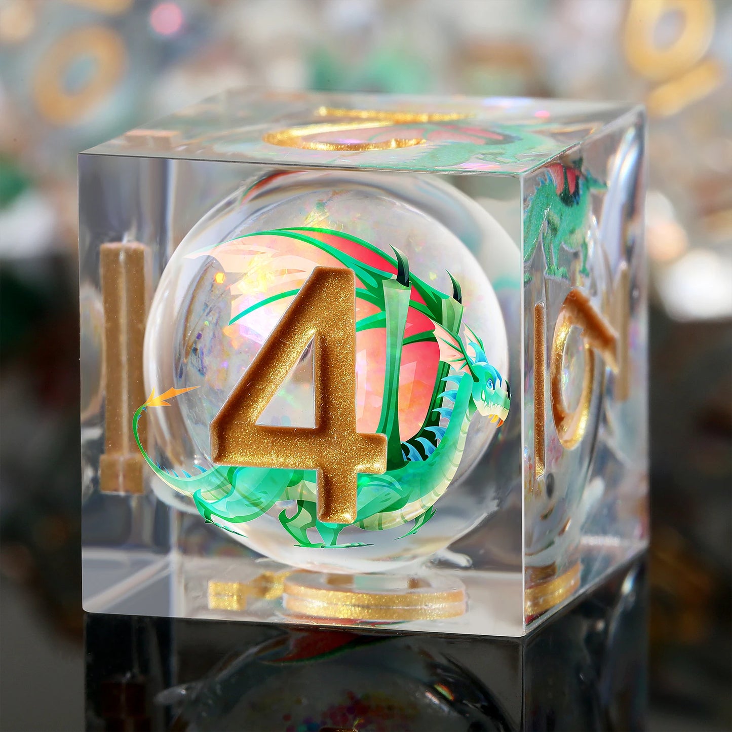 Sharp Edge Dice Set l Shiny Liquid Core Gold Ink