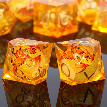 Sharp Edge Dice Set l Liquid Core Orange Dragon