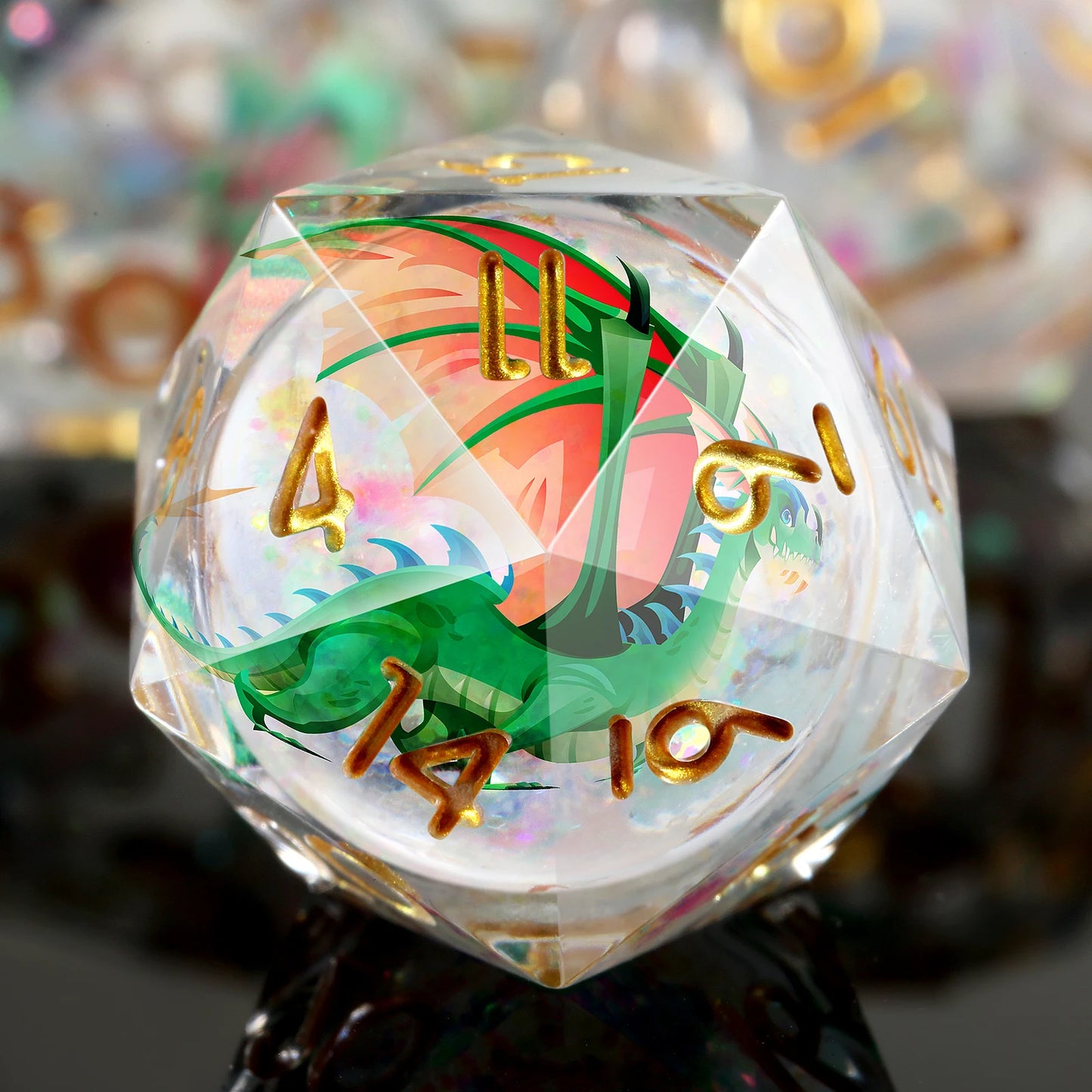 Sharp Edge Dice Set l Shiny Liquid Core Gold Ink