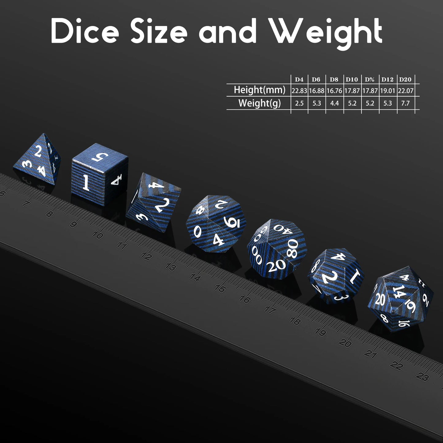 Wood Dice Set | Pure black Stripe