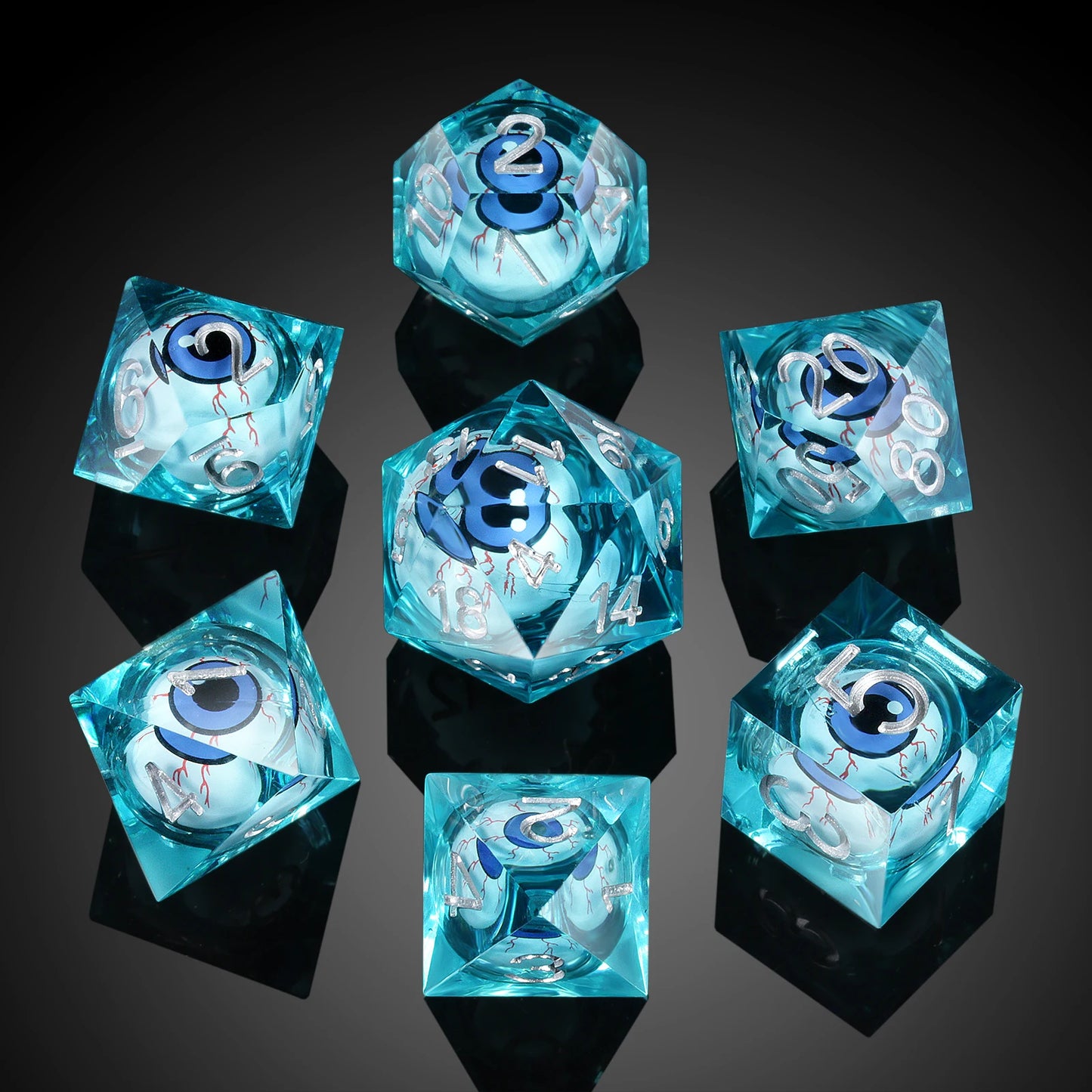 Sharp Edge Dice Set - Blue Dragon Eye Liquid Core
