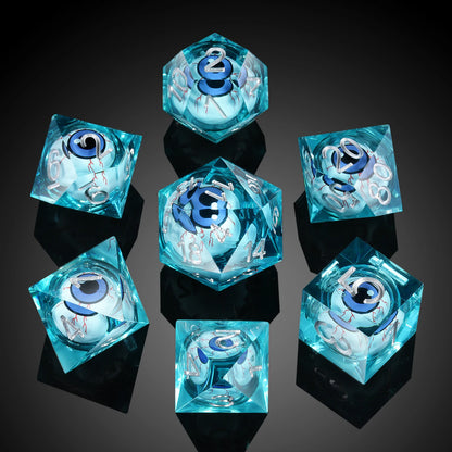 Sharp Edge Dice Set - Blue Dragon Eye Liquid Core