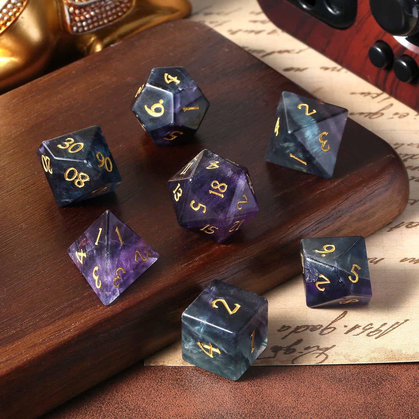 Gemstone Dice Set – Rainbow Fluorite
