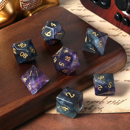 Gemstone Dice Set – Rainbow Fluorite
