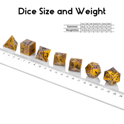 Plum Blossom Dice Set - Vintage Copper with Glitter Purple