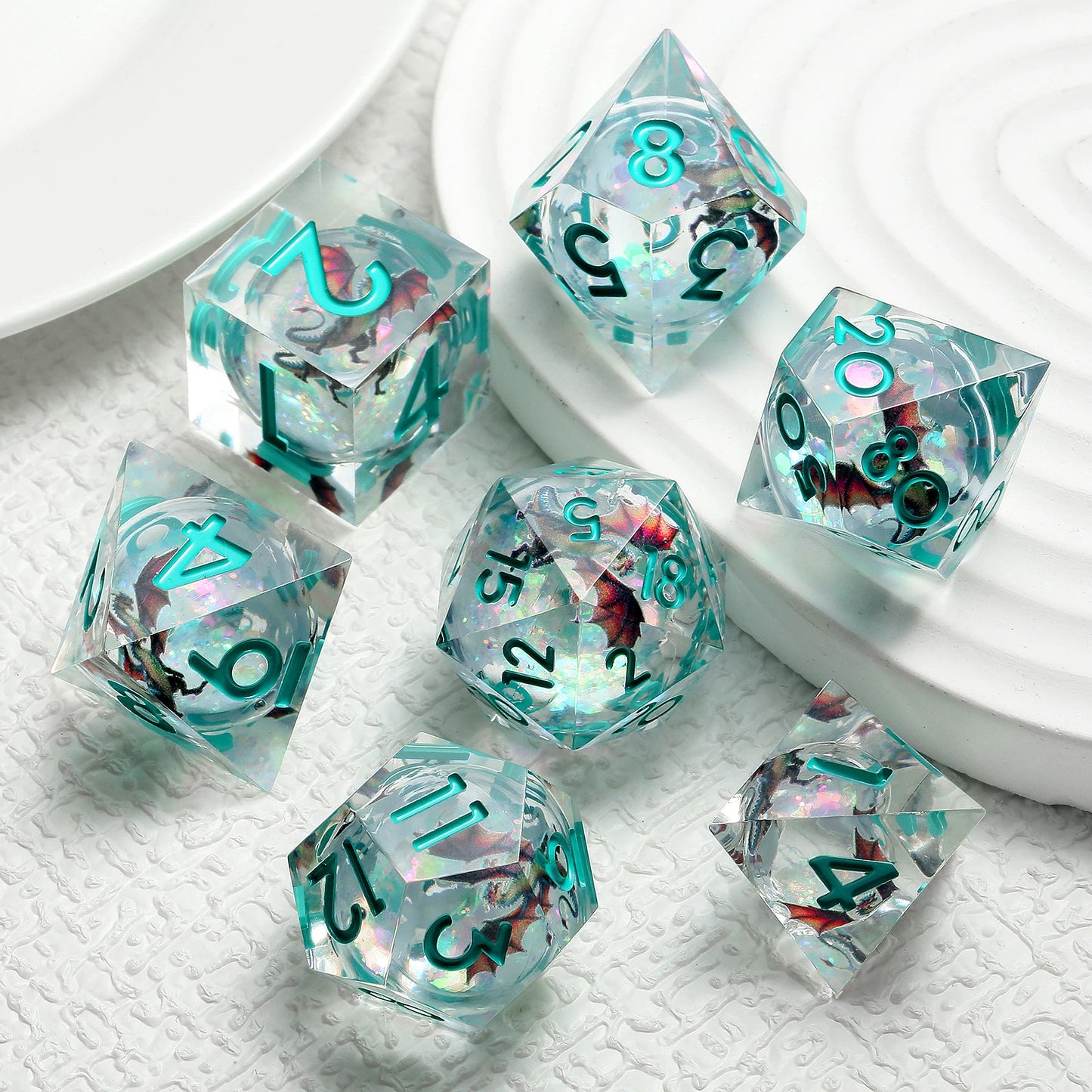 Sharp Edge Dice Set l Liquid Core Dragon Green