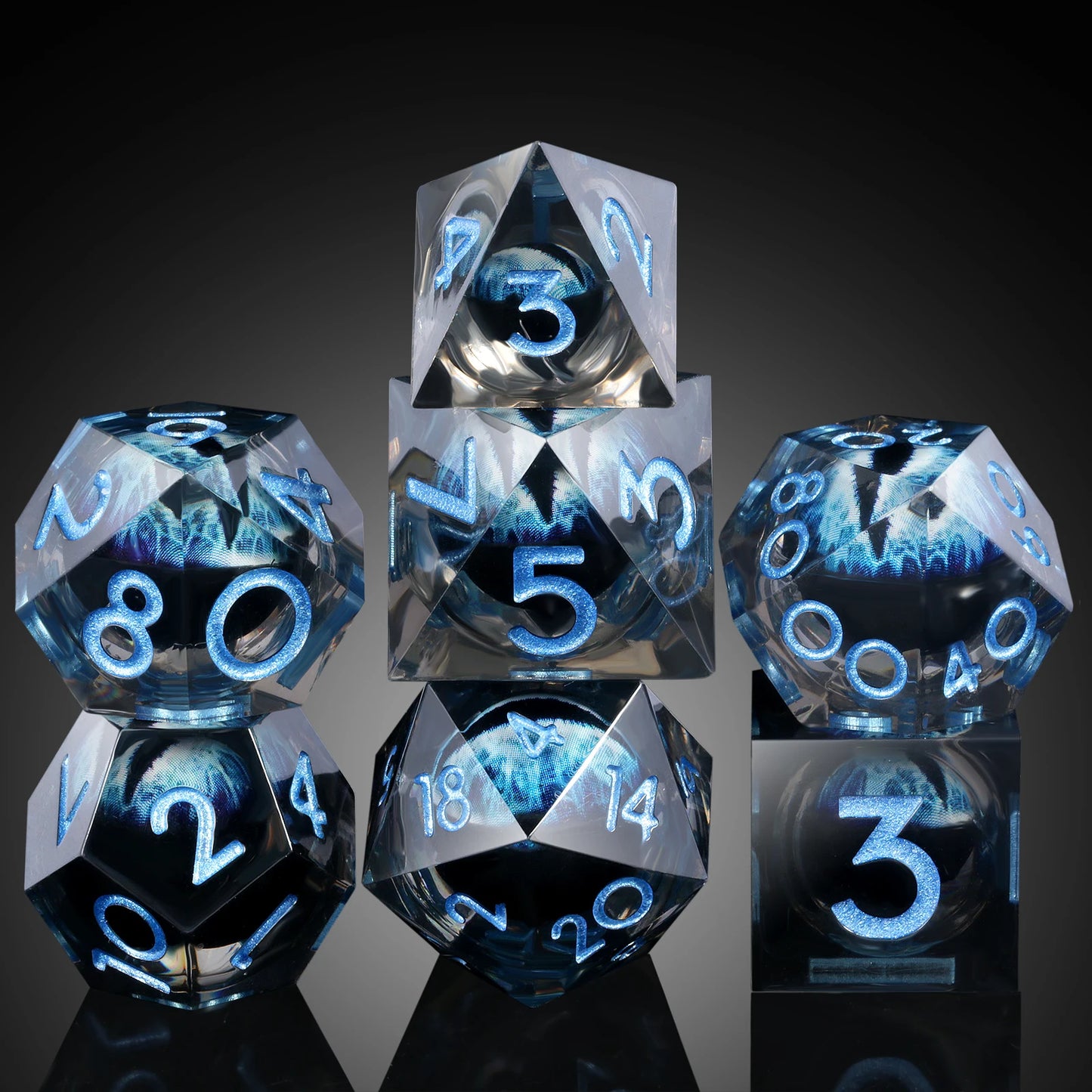 Sharp Edge Dice Set - Blue Dragon Eyes - Liquid Core