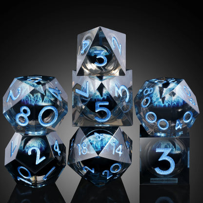 Sharp Edge Dice Set - Blue Dragon Eyes - Liquid Core
