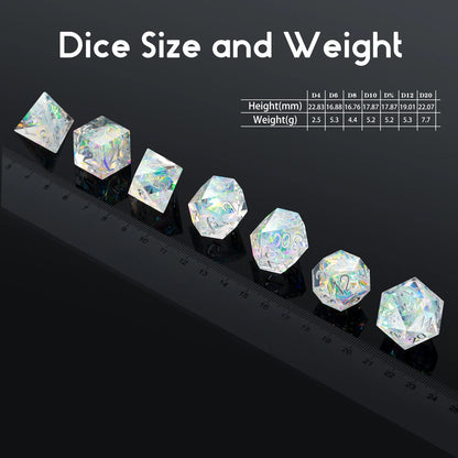 Sharp Edge Dice Set l Transparent with Silver Numbers