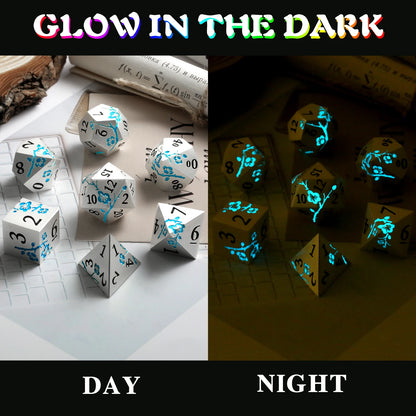 Plum Blossom Dice Set - Glow-in-the-Dark Blue